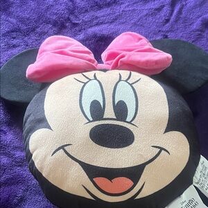 Disney Minnie Mouse Pink Bow Plush Face Pillow
